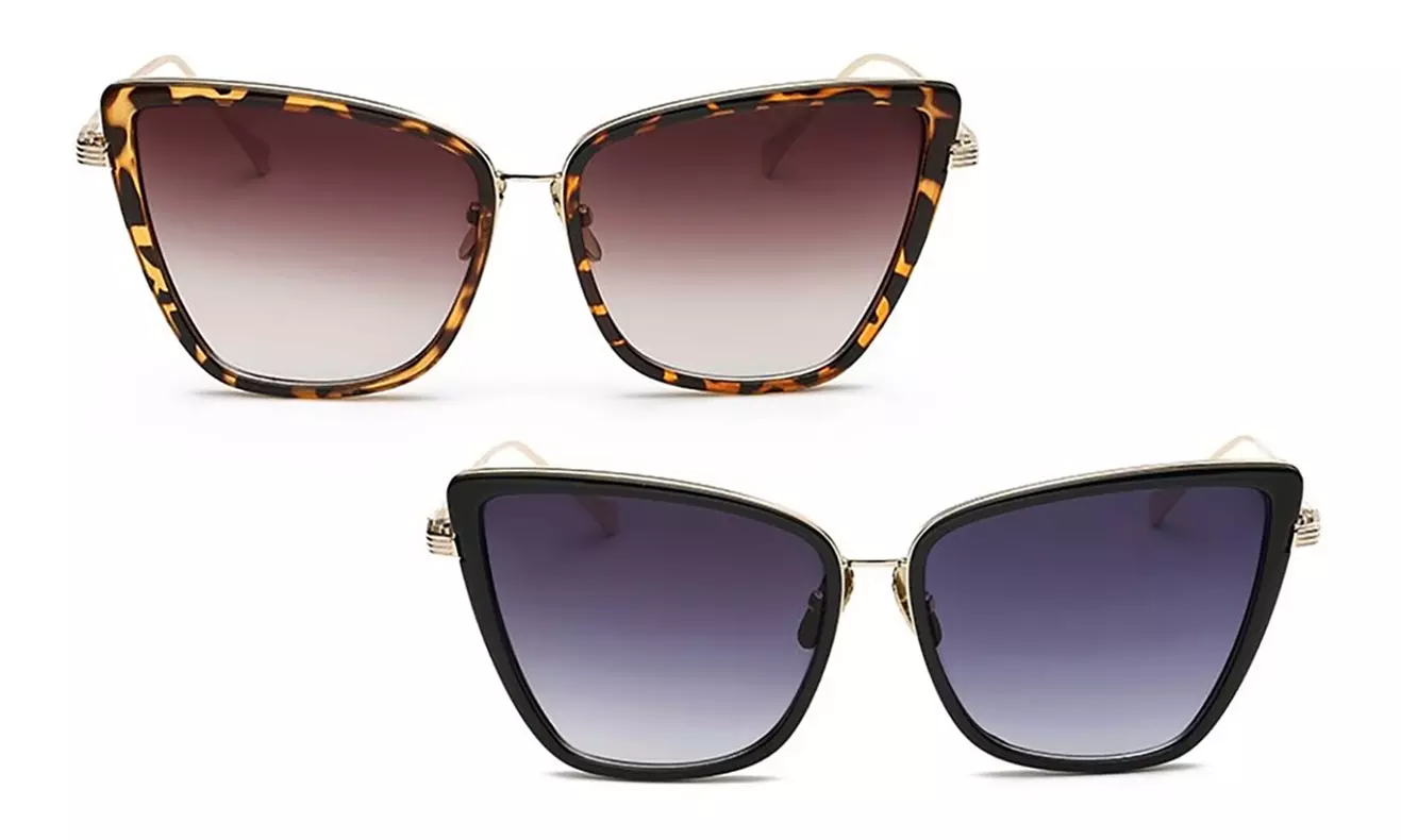 One, Two, or Three Pairs of Cat Mirror Metal Cat Eye Sunglasses (Up to 88% Off) - Primary Image