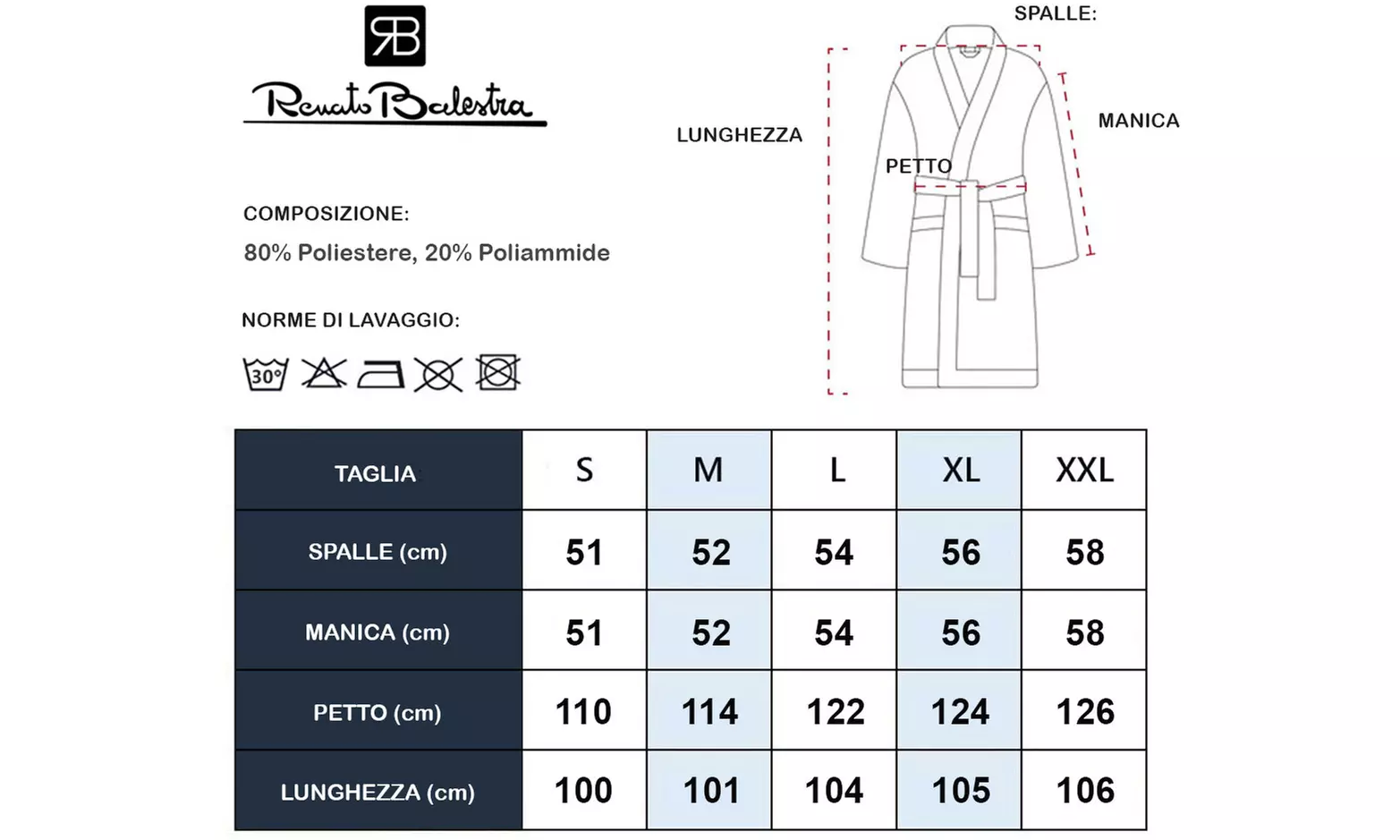 Accappatoio unisex con cappuccio Renato Balestra