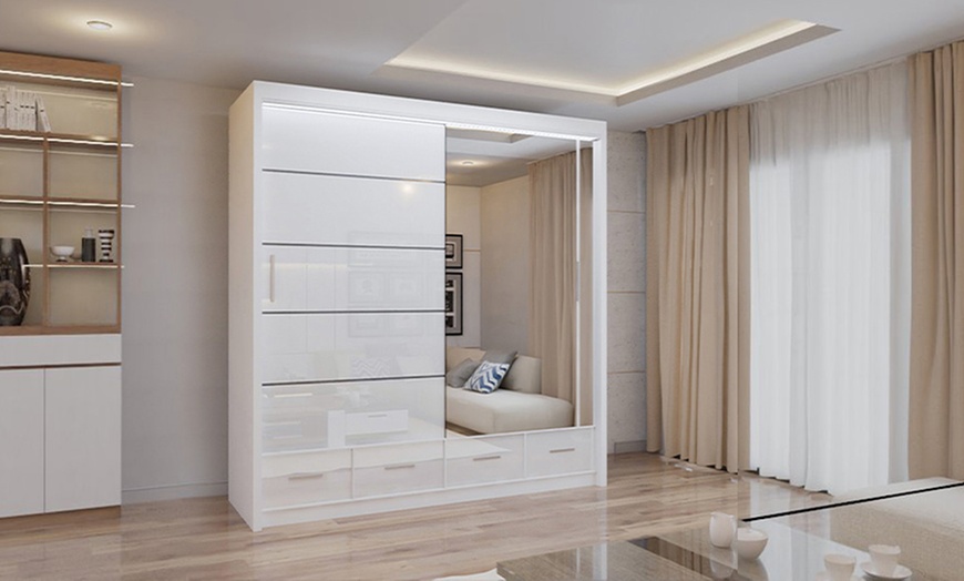 Image 1: Sycylia Sliding Mirror Door Wardrobe