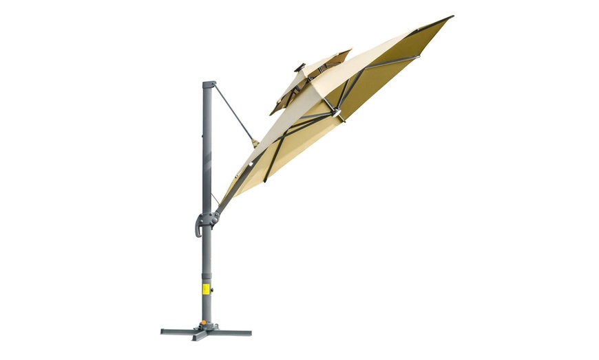 Image 14: Outsunny Cantilever Parasol with Solar or LED Lights