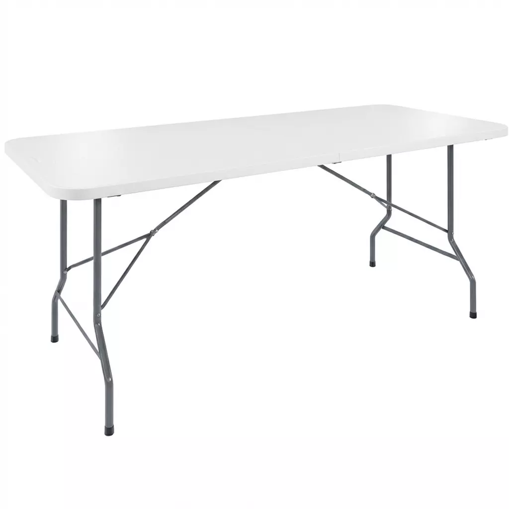 Tavolino pieghevole portatile in resina con struttura in ferro