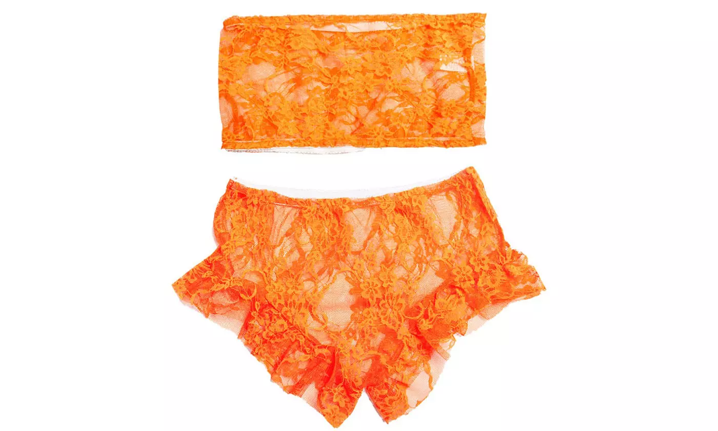 Women Sexy Babydoll Lingerie Lace Pajama Set