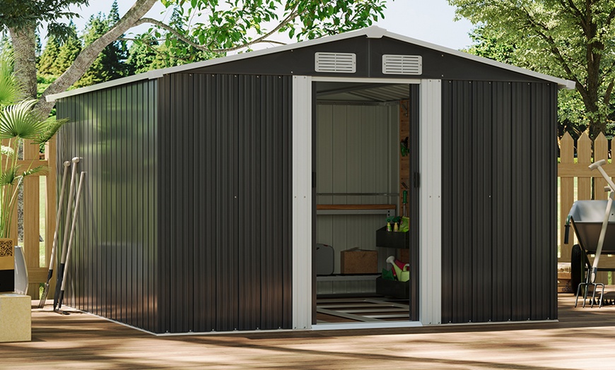 Image 33: Large Metal Garden Tool Storage Shed in 6 Styles