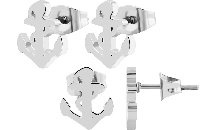 Image 30: Pendientes elegantes de acero inoxidable tipo botón