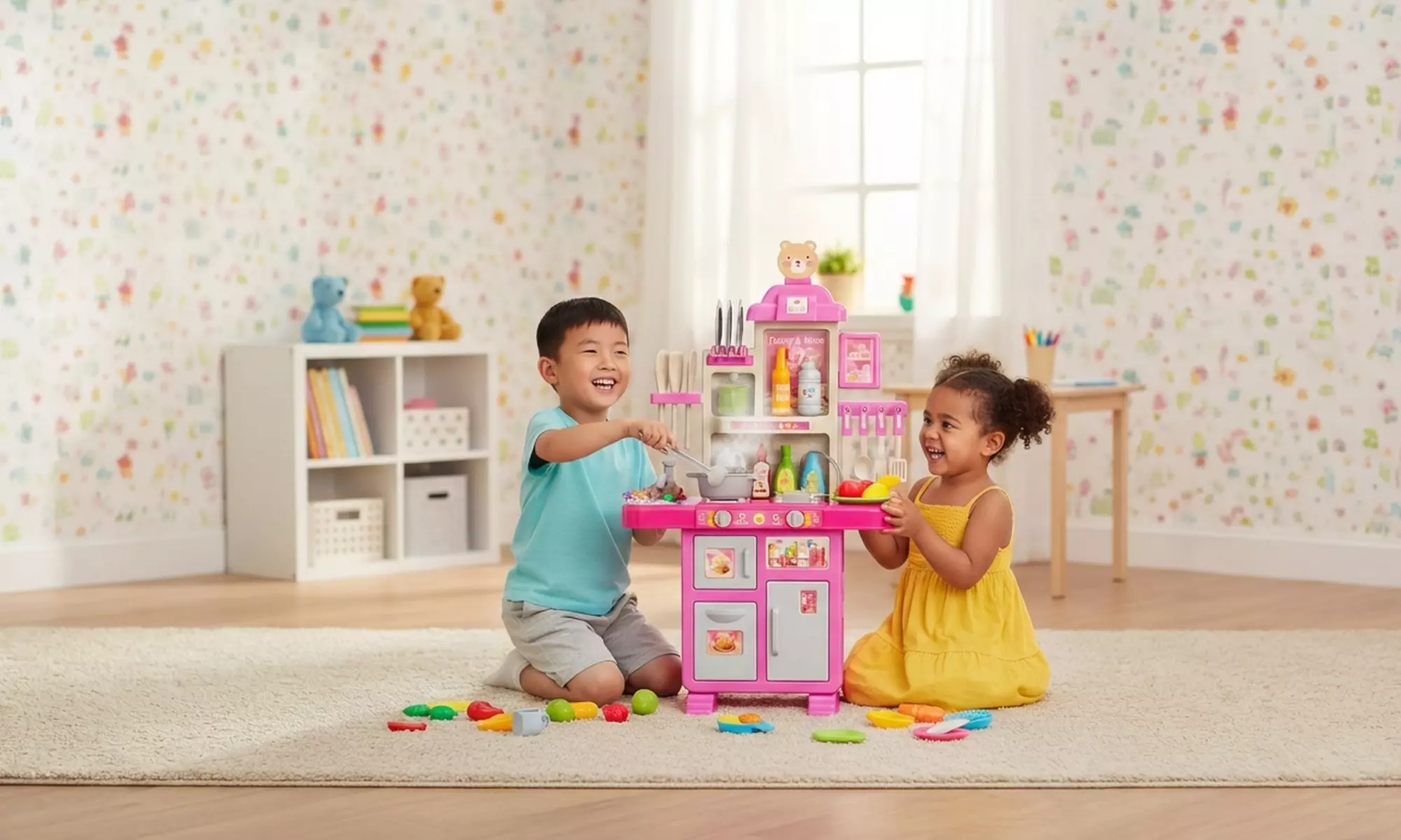 Cucina giocattolo per bambini con luci e suoni