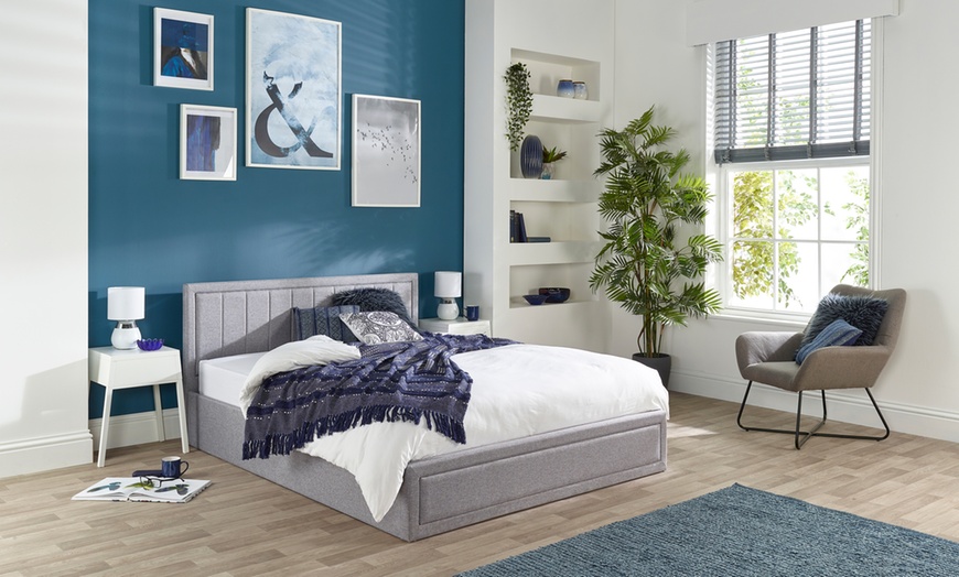 Image 1: Aspire Castleton Quilted Headboard Ottoman Bed