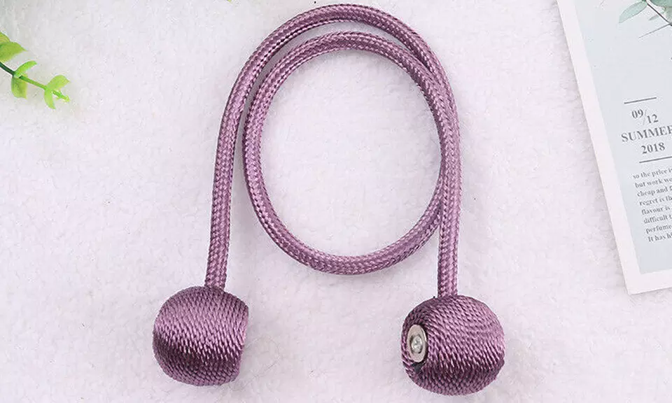 2Pcs Curtain Tie Backs Magnetic Ball Buckle Holder Tieback Clips Window Home