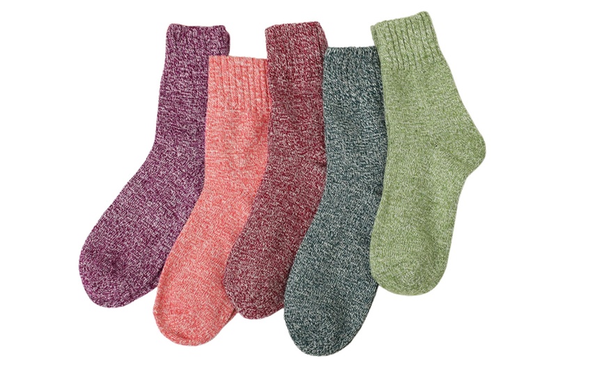 Image 3: 5 Pack Winter Warm Knit Socks