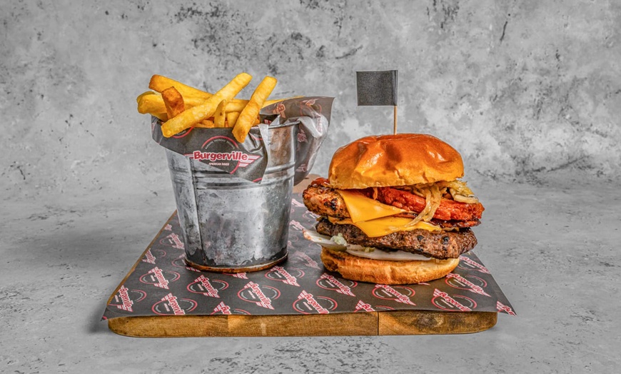 Image 2: All-American Feast! Any Burgers, Side, Dessert, Shake or Soft Drink!