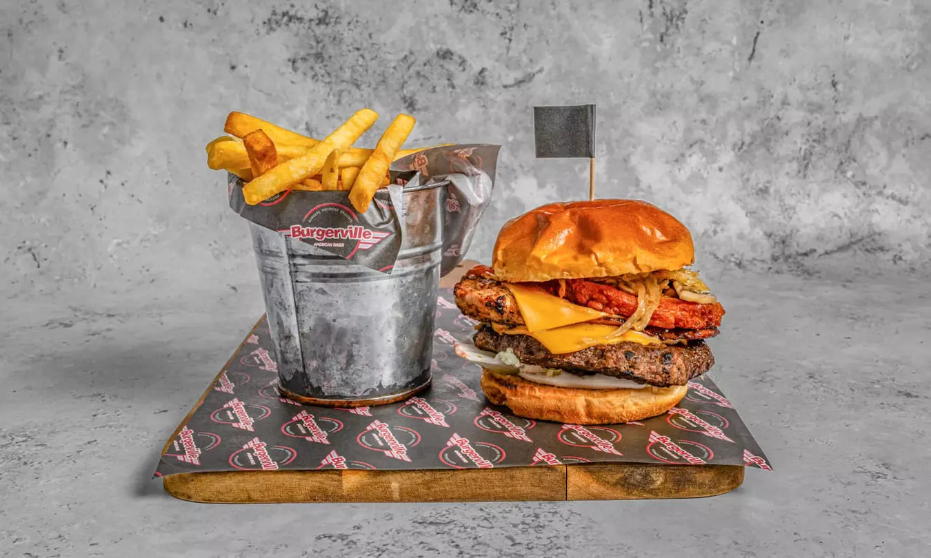 All-American Feast! Any Burgers, Side, Dessert, Shake or Soft Drink!