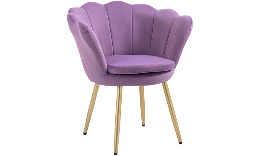 Image 39: Fauteuil "Maddina" effet velours en forme de coquille