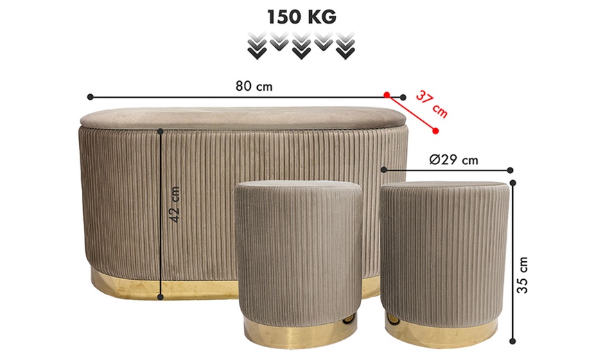Image 13: Set di 3 pouf moderni in velluto