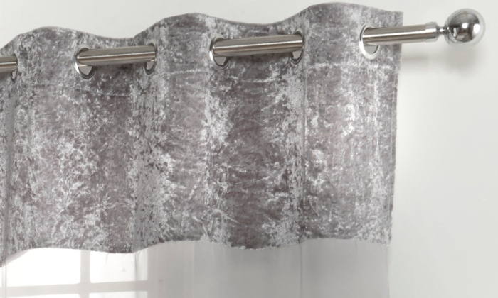 Up To 36 Off Crushed Velvet Top Voile Curtains Groupon