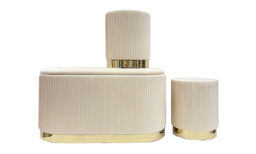 Image 5: Set di 3 pouf moderni in velluto