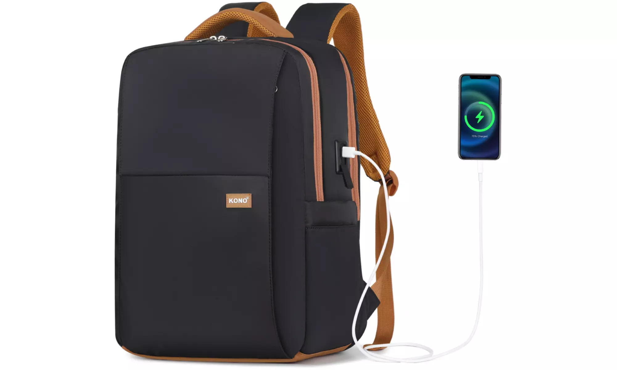 KONO Laptop-Rucksack mit USB-Ladefunktion