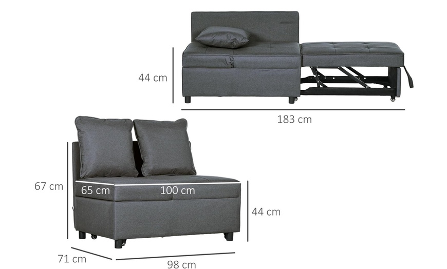 Image 5: HOMCOM 3-In-1 Chair Bed