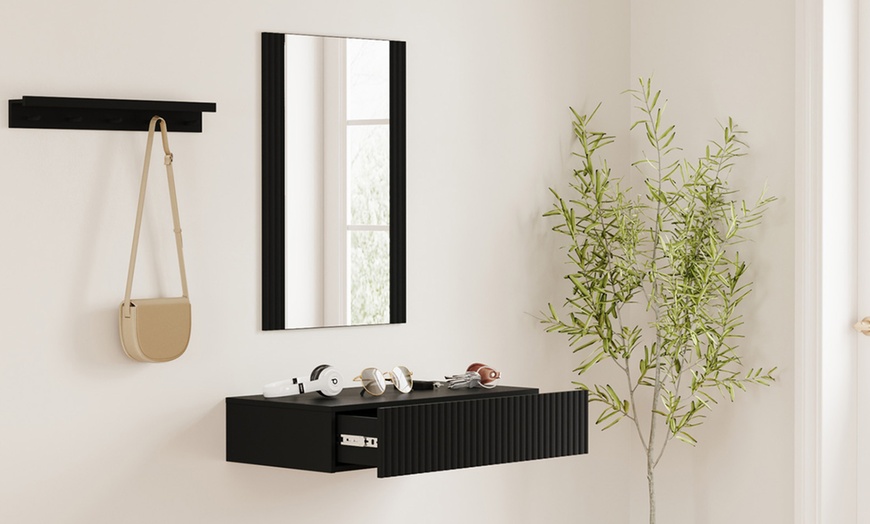 Image 4: Console d'entrée flottante Amira avec miroir et tiroir