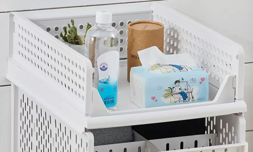 Image 4: Foldable Stackable Drawer Storage Basket 