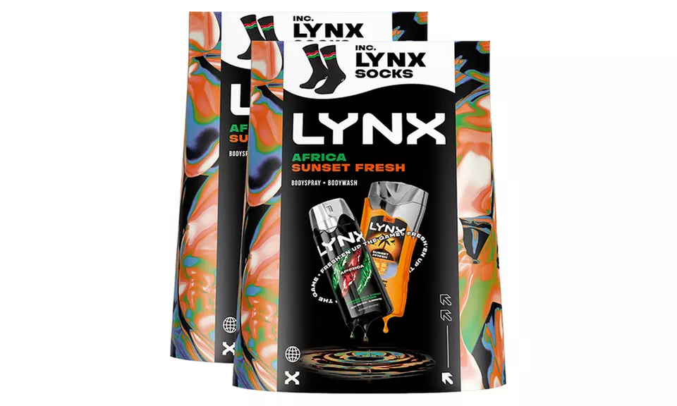 Lynx Africa Spray and Sunset Wash Gift Set with Socks