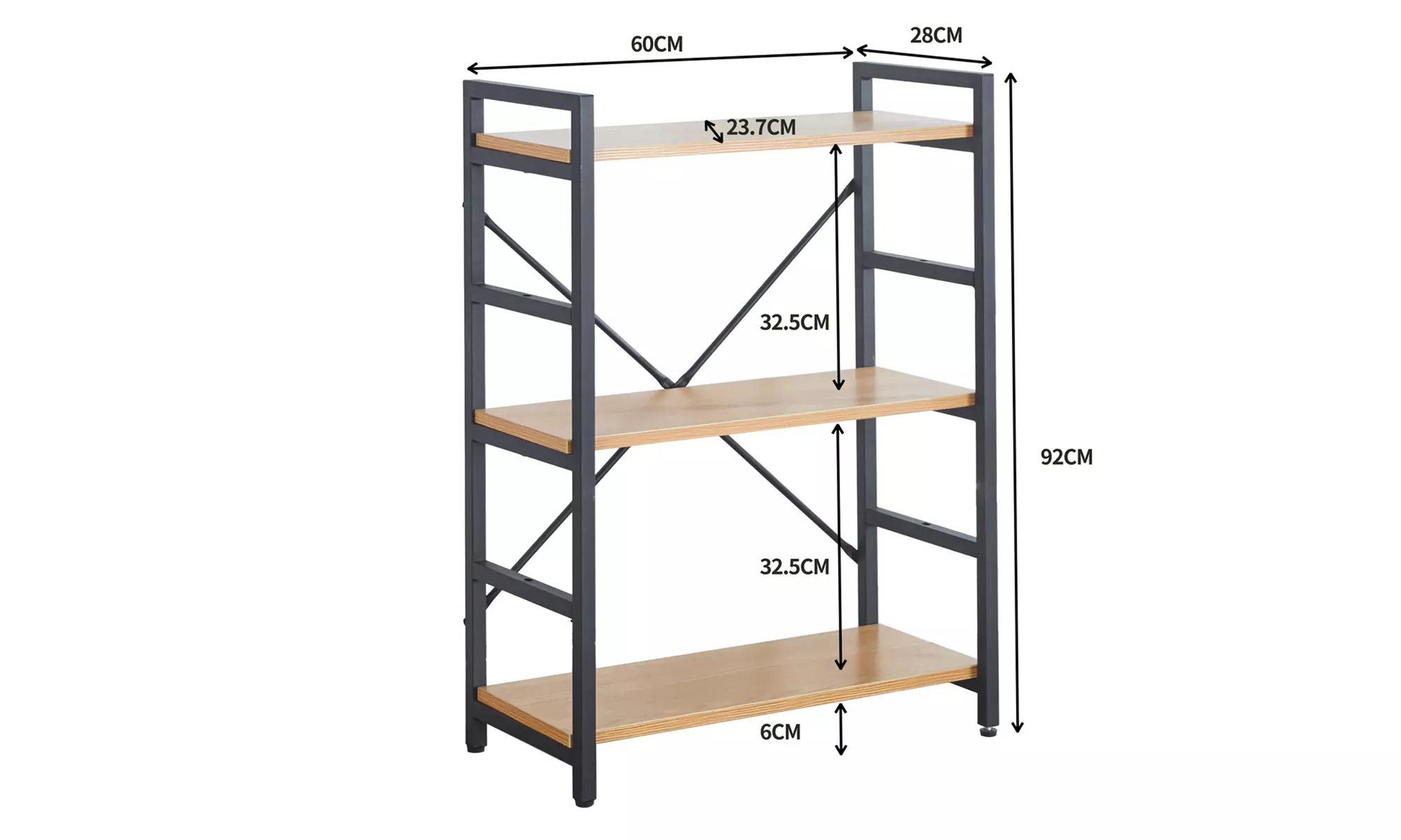 Étagère industrielle bois & acier, Sampur