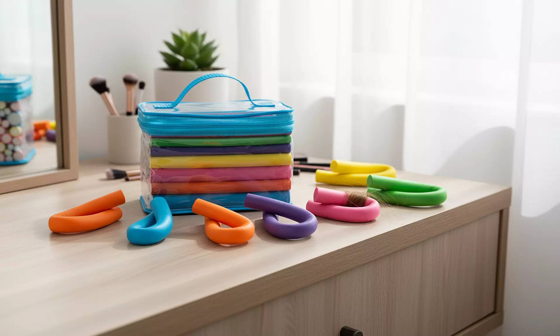 7'' Multi Colored Twist Flex Foam Hair Roller Curling Rods Rollers - 42-pack
