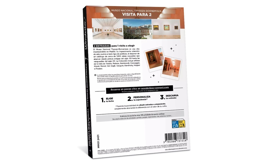 Image 2: Cofre canjeable por 2 entradas al Museo Thyssen con Wonderbox Connect
