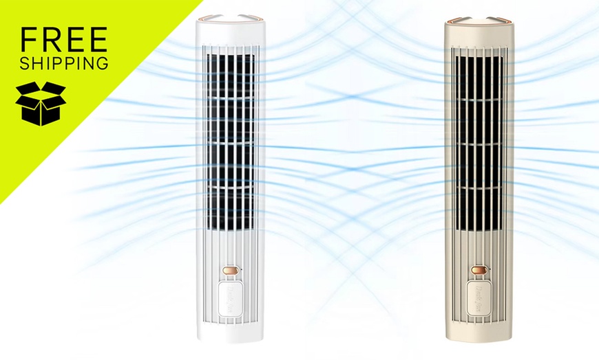 Image 1: Rechargeable Tower Fan