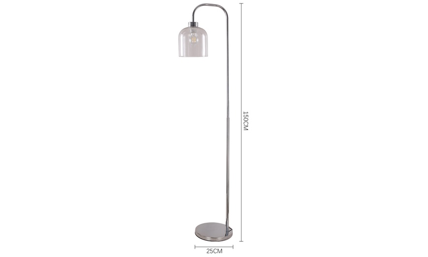 Image 7: Living And Home Chrome Floor Lamp with Clear Glass Shade, 150cm Height