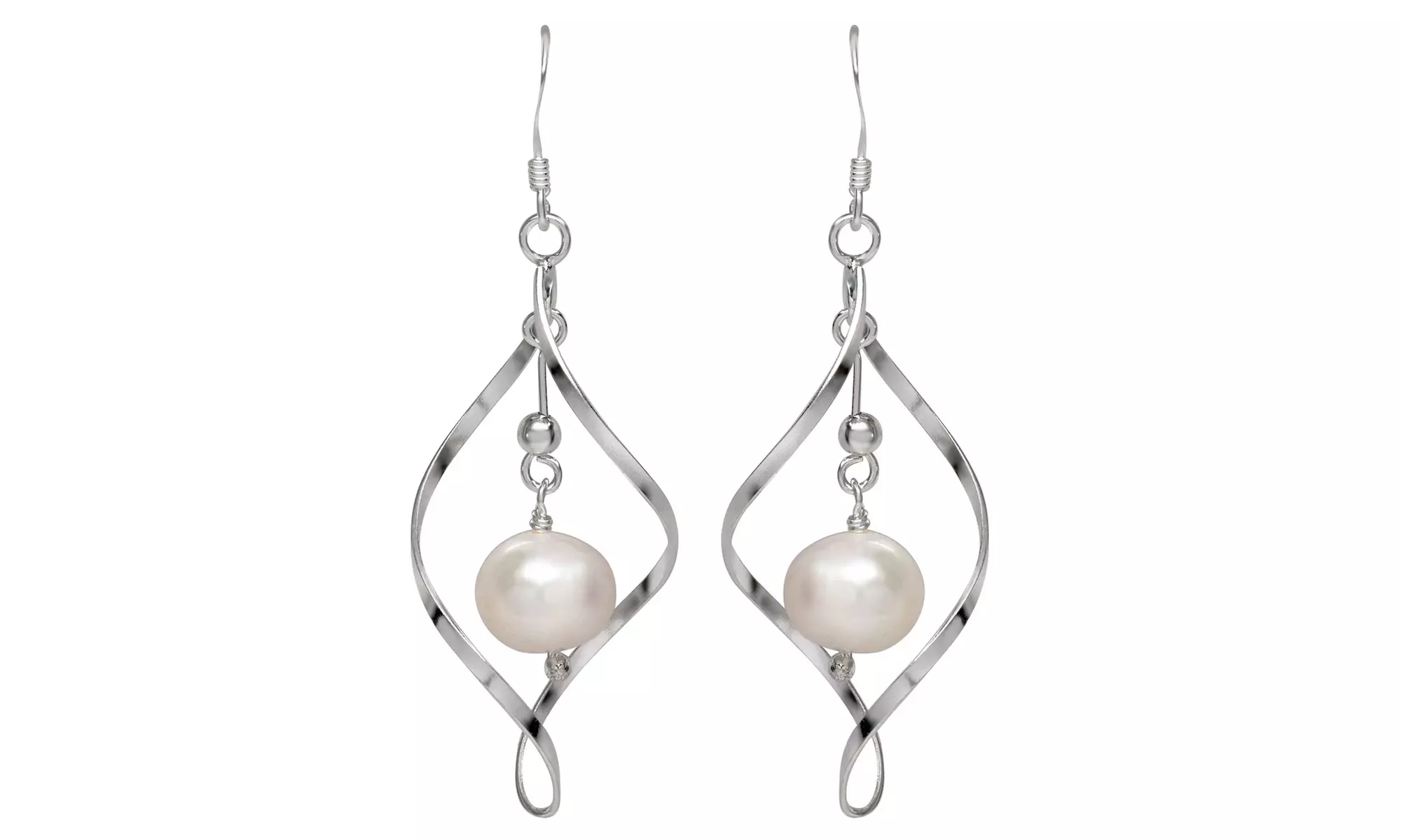 Freshwater Pearl Dangle Earrings in Sterling Silver