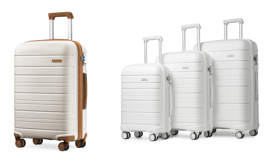 Image 1: Kono 1 to 3-Piece Multi Texture Hard Shell PP Suitcase With TSA Lock