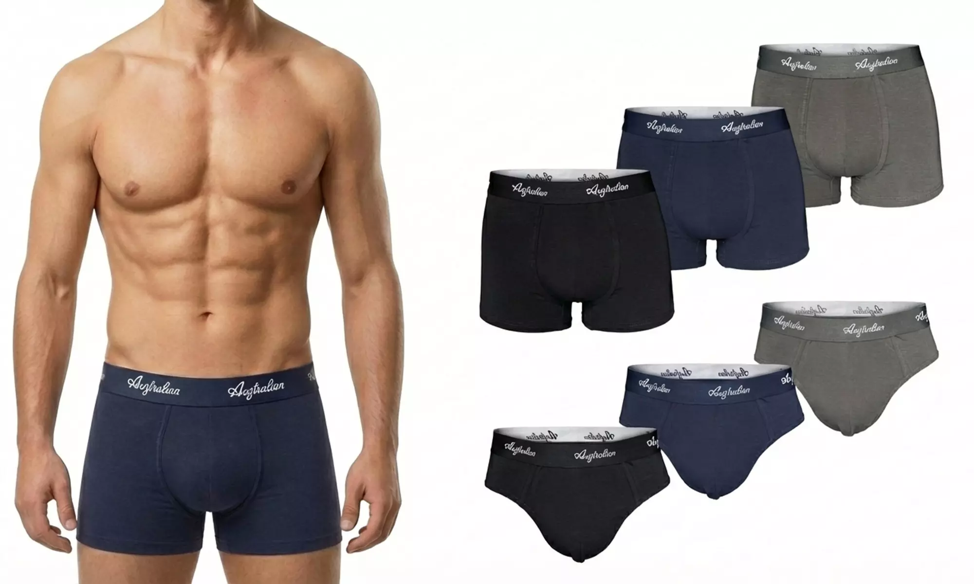 Lot de 6 boxers ou slips Australian en coton pour homme