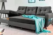 Bobochic Samt Sofa/Schlafsofa im Skandinavischen Stil mit Bettkasten & Kissen in Anthrazit – gestaltbar an den Ecken - Second Medium