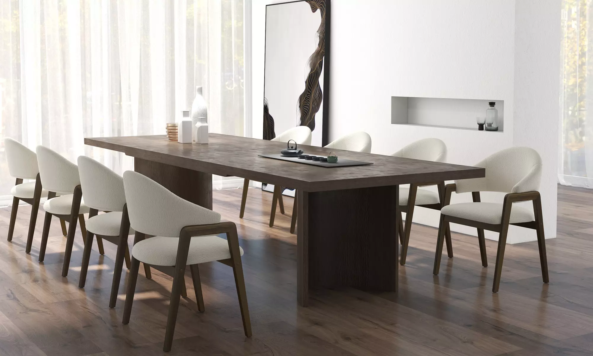 Sillas de comedor tapizadas con patas de madera Woolden, de Doosense