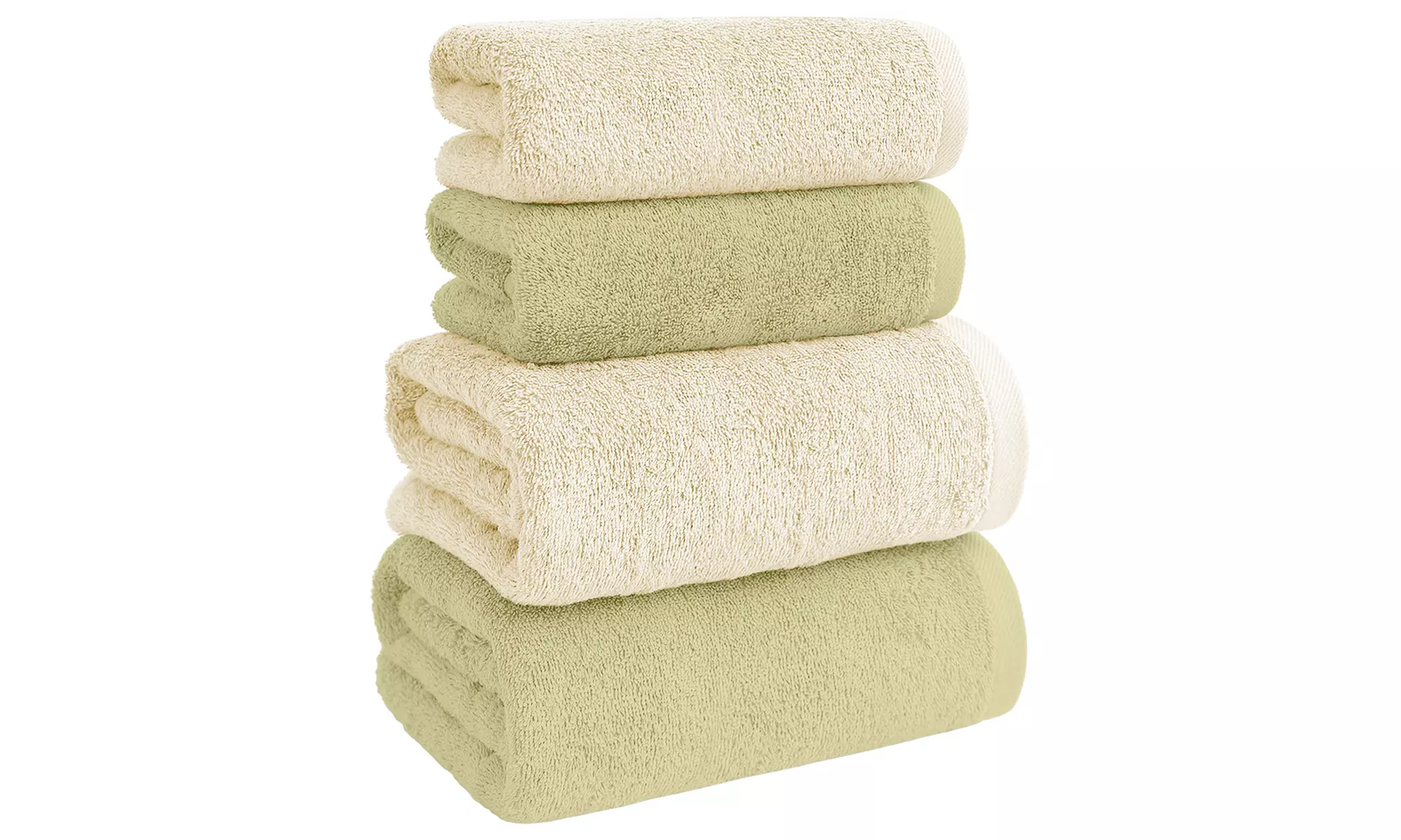 Juego de 4 toallas de baño de algodón en 2 colores