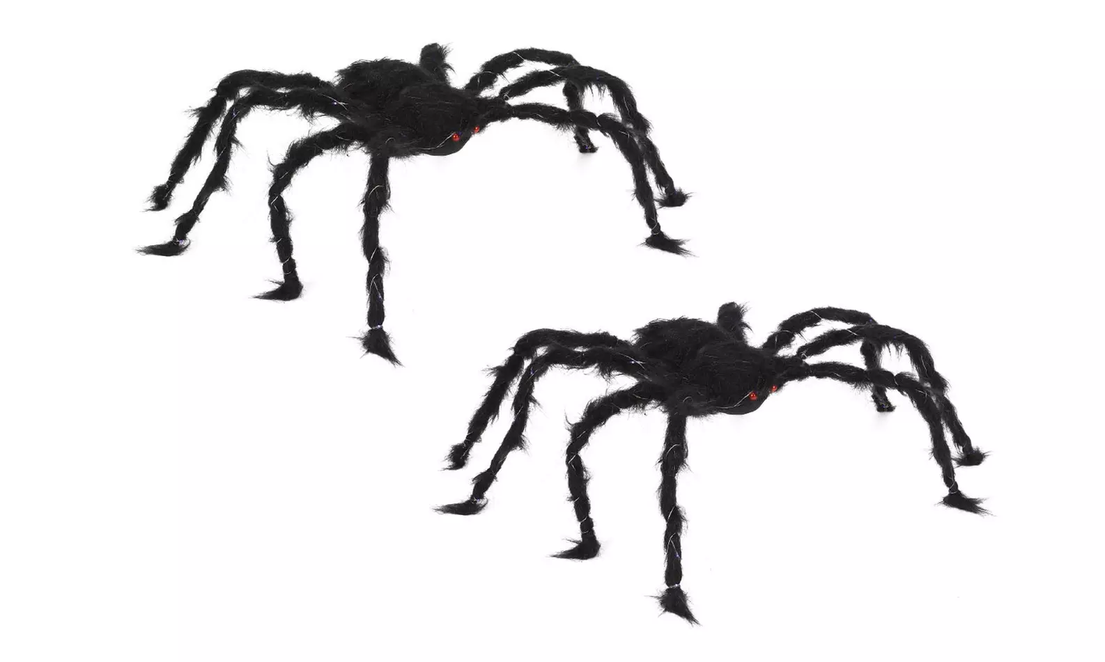 2.5Ft Giant Scary Fake Black Hairy Spiders with Purple Lights for Halloween