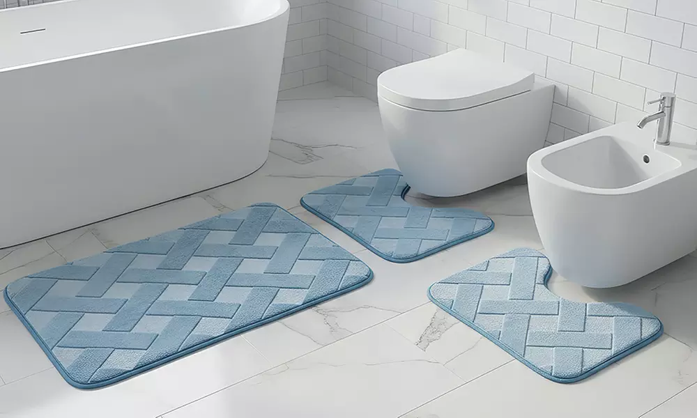 Lot de 3 tapis de bain à mémoire de forme Square