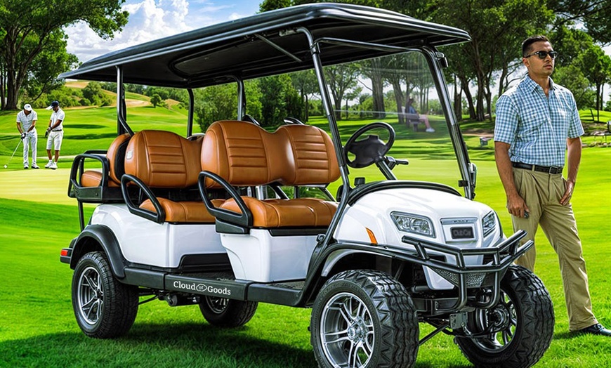 Image 1: All Day Golf Cart Adventure -Seat Up to 4 or 6, Scooter Rental & More