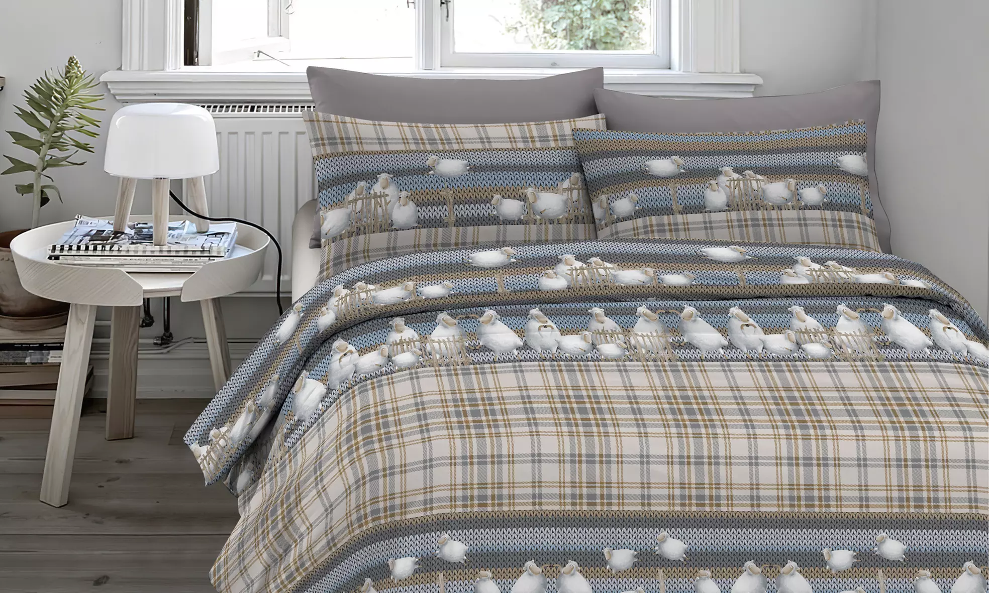 Flanell-Bettwäsche-Set mit winterlichem Motiv