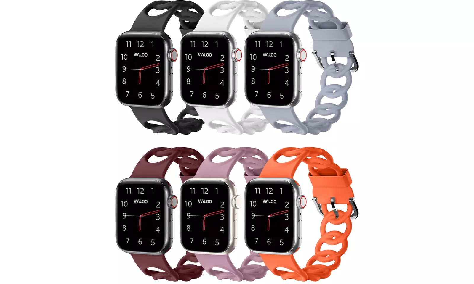 Waloo Silicone Link Looped Band For Apple Watch Black, White & More