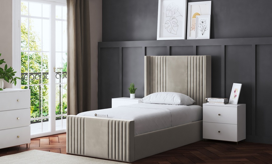 Image 2: Elara Winged Panel Bed in Various Sizes and Colours
