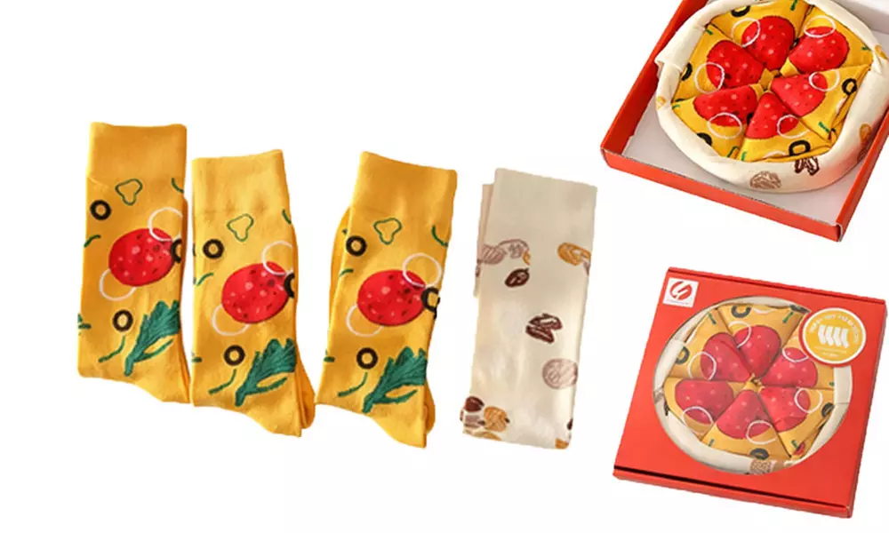 4er-Set Socken im Pizza-Design für Damen