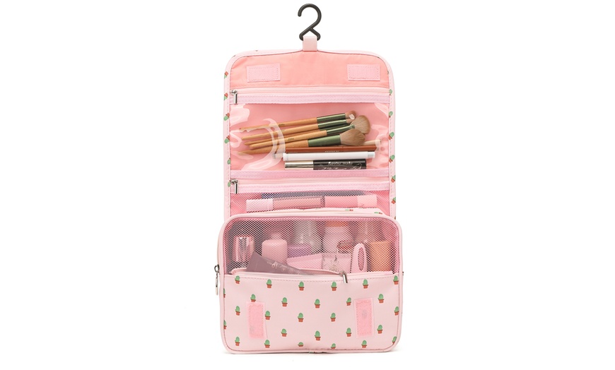 Image 24: Hanging Multi-Pocket Water-Resistant Travel Makeup Bag