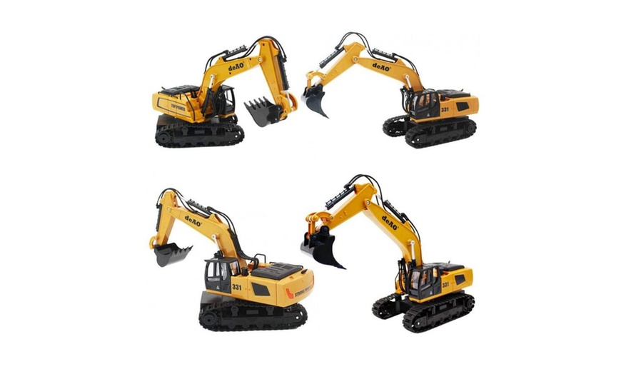 Image 3: 1:18 Six-Channel Remote Control Excavator Digger Truck for Kids