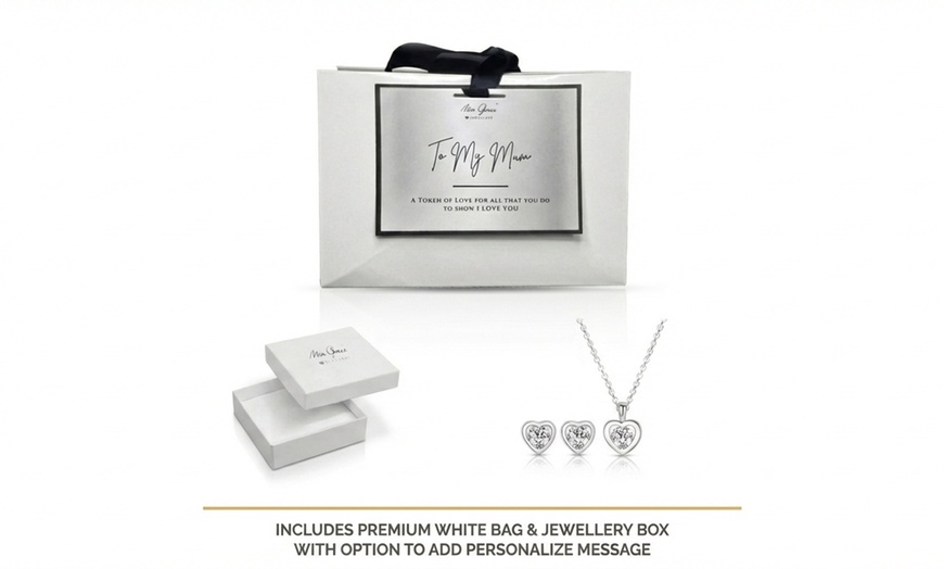 Image 8: Mia Grace Jewellery Austrian Crystal Heart Pendant & Earrings Gift Set