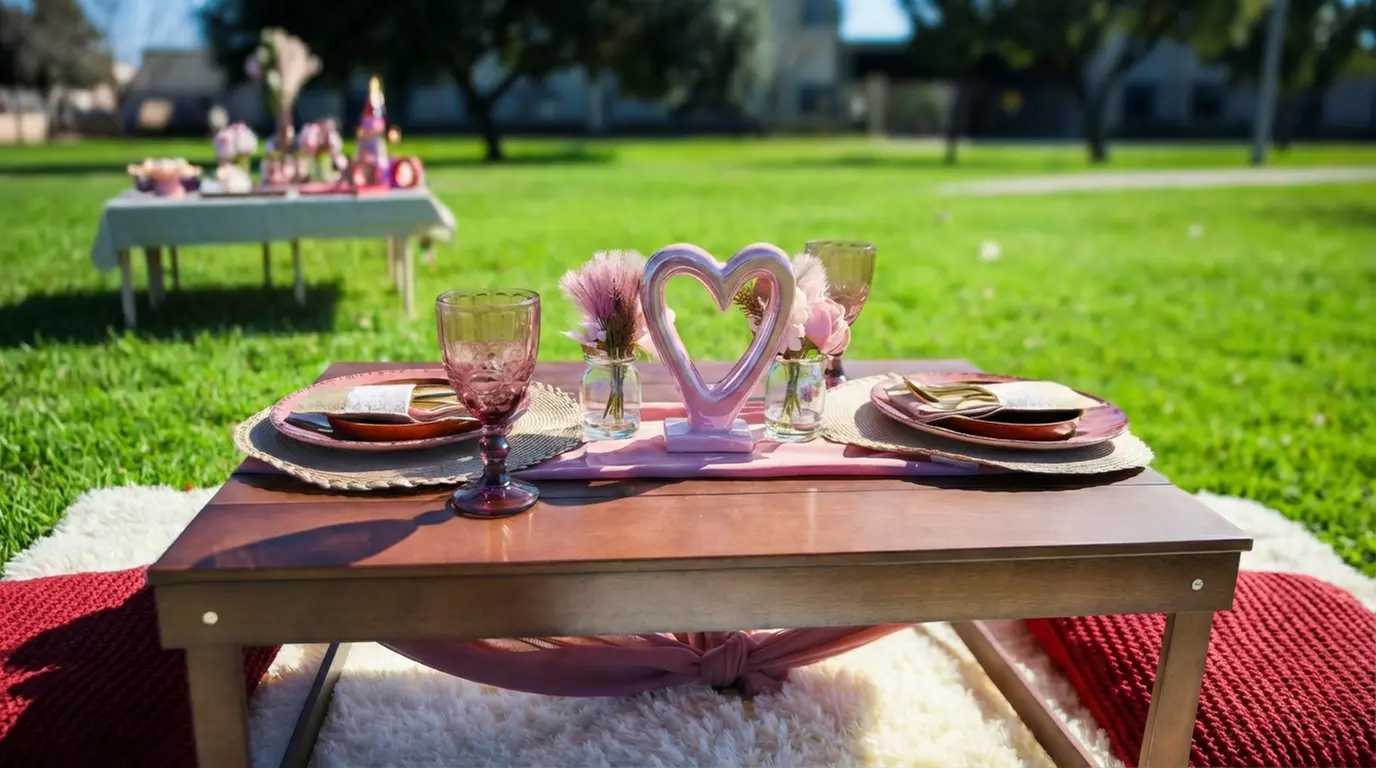 Valentine's Picnic for 2 -Styled Setup & Decor w/ Optional Charcuterie