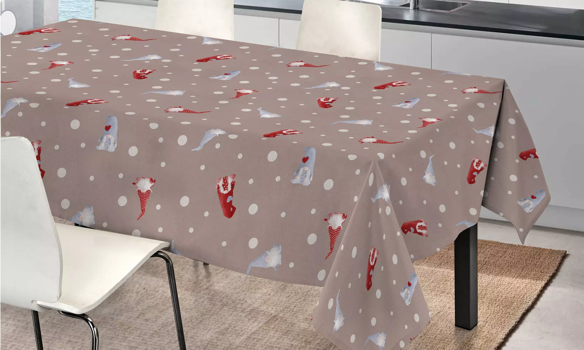 Baumwoll-Tischdecke mit weihnachtlichem Muster