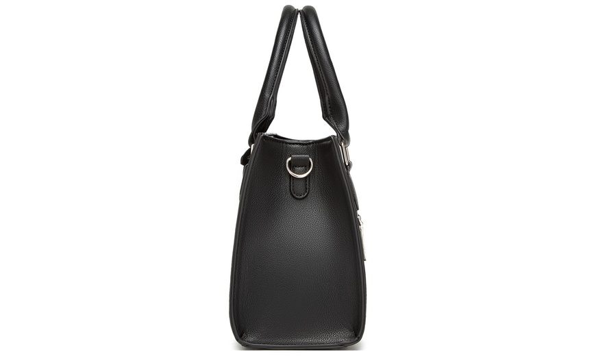 Image 4: Miss Lulu PU Leather Three-Tone Stitched Shoulder Handbag