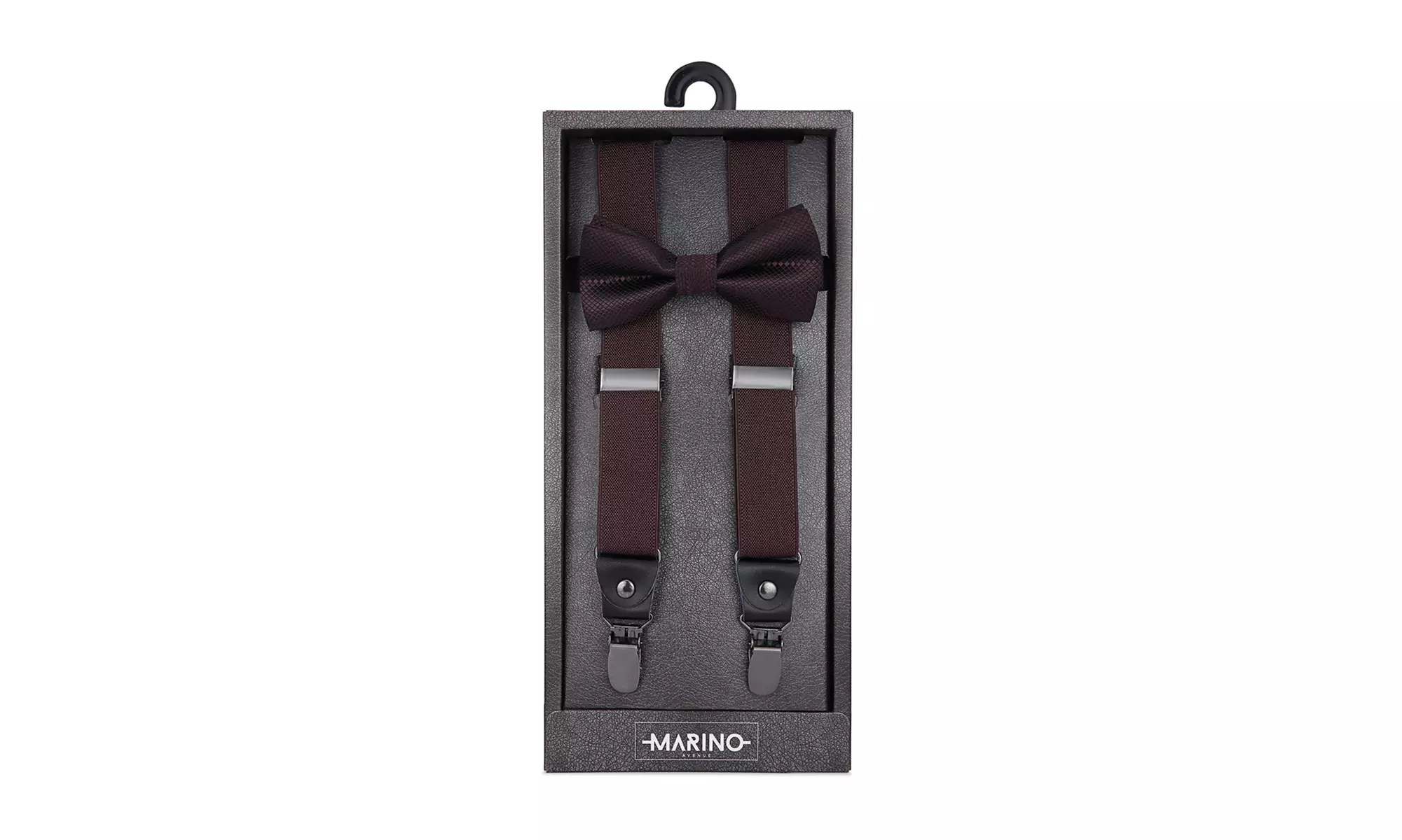 Men's Textured Strap 1" Wide Suspender Bow Tie