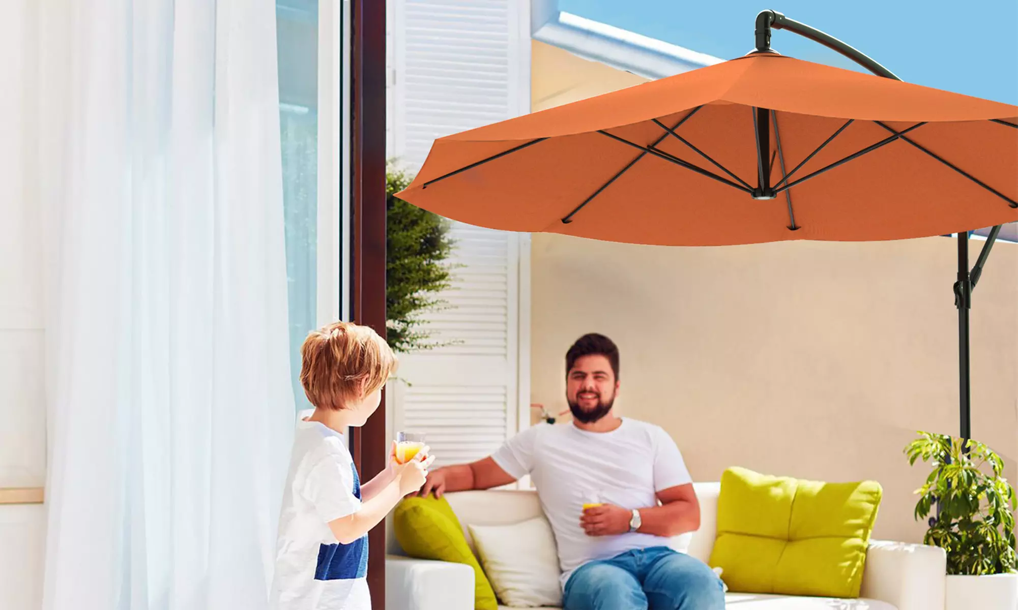 Pure Garden 10' Aluminum Cantilever Hanging Patio & Market Umbrella - Primary Image
