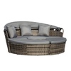 Image 1: Outsunny Round Rattan Sofa Bed with Retractable Canopy